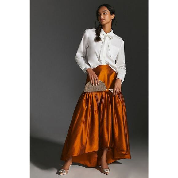 Anthropologie Nikita Mhaisalkar Bronze Asymmetrical Skirt Large - Picture 1 of 7